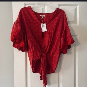 NWT Max Studio red short sleeve blouse